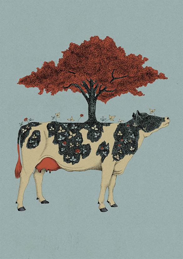 Albero con mucca